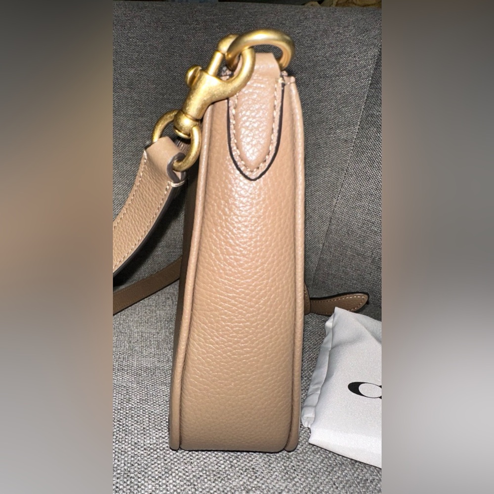 Coach Chaise Brass/Dark Stone Polished Pebble Leather Crossbody - Picture 6 of 10